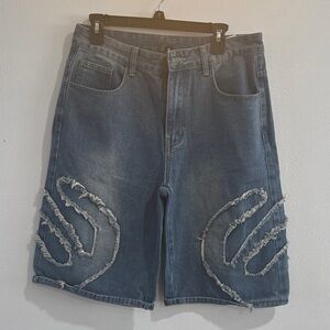 NVFelix Men's Distressed Blue Denim Shorts size medium